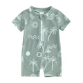 Toddler Boys Cute Sea Swimwear Short Sleeve Zipper Suit
