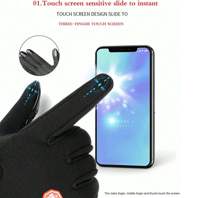1pc Double-Layer Thermal Lined Warm, Anti-Slip, Waterproof, Touchscreen Compatible,Windproof Sports & Cycling Gloves