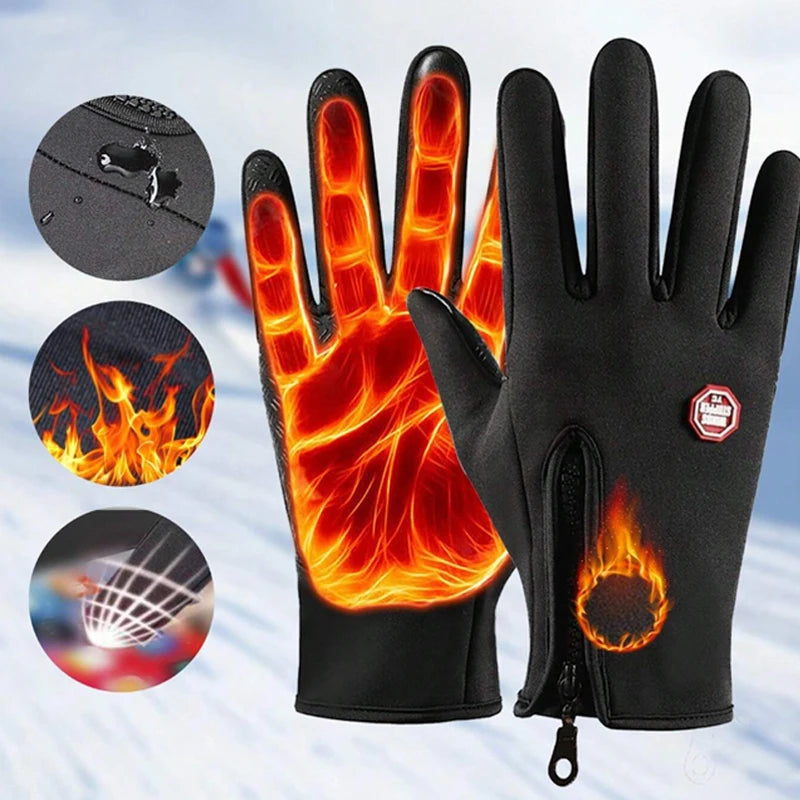 1pc Double-Layer Thermal Lined Warm, Anti-Slip, Waterproof, Touchscreen Compatible,Windproof Sports & Cycling Gloves