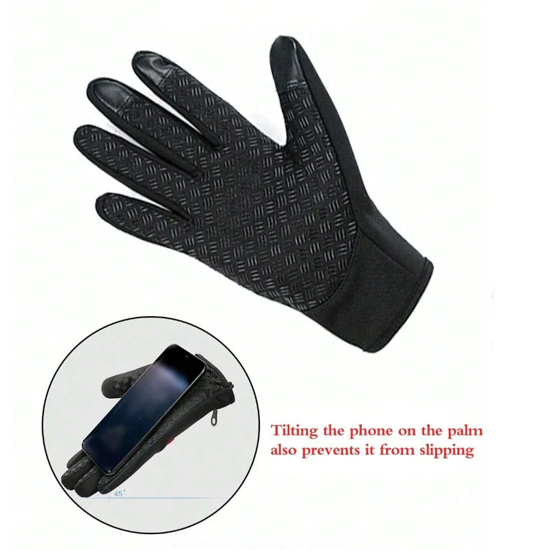 1pc Double-Layer Thermal Lined Warm, Anti-Slip, Waterproof, Touchscreen Compatible,Windproof Sports & Cycling Gloves