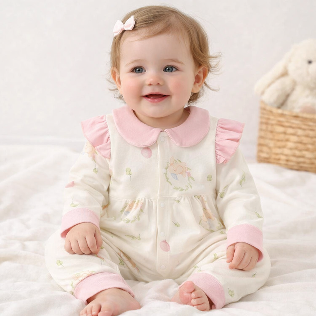 Soft Cotton Lace Baby Girl Jumpsuit – 0-18 Month