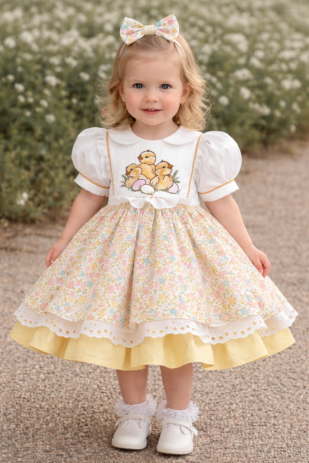 Yellow Floral Princess Dress for Girls – Eid & Birthday