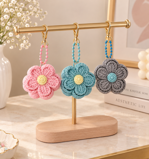 3D Printed Flower Clicker Keychain – Cute Press & Click Bag Charm
