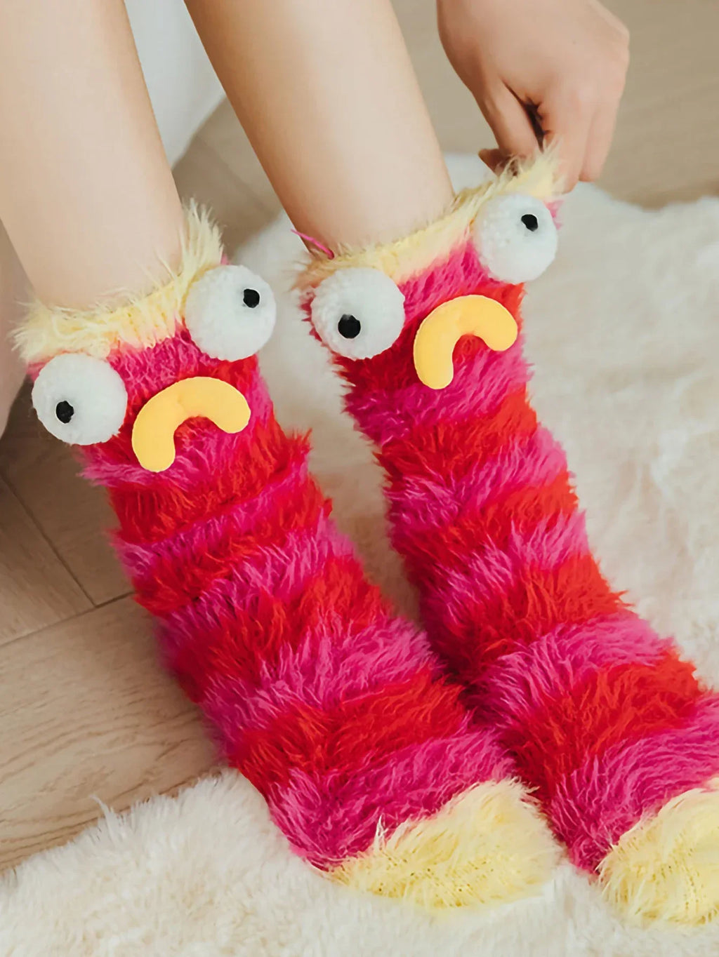 1 Pair of Funny Sleep Socks, Ugly, Cute and Versatile Little Monster Socks