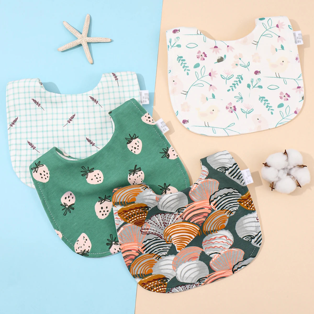 4pcs Cotton Baby Bibs for Boys & Girls