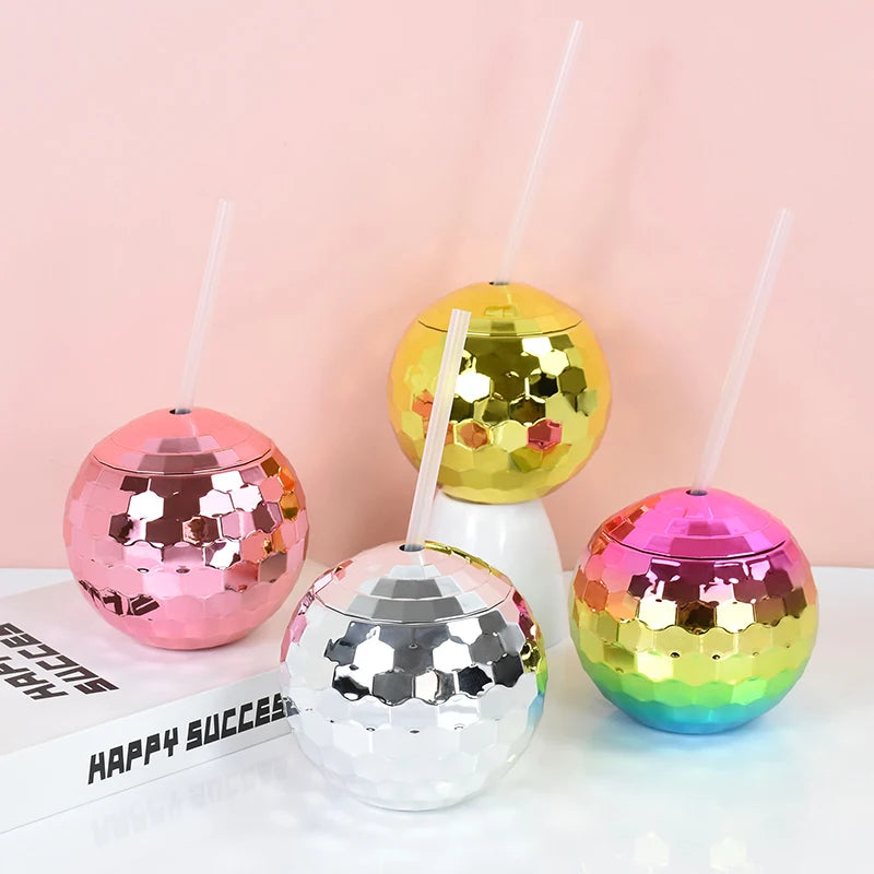 5Pcs Disco Ball Cup with Straw
