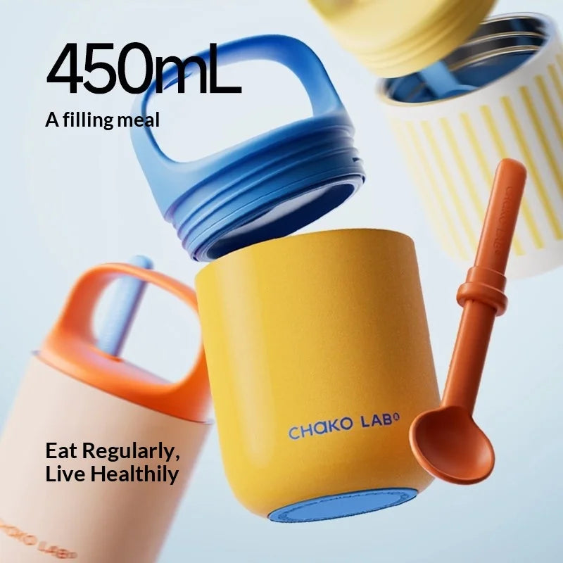 Chakolab 450ML Breakfast Cup With Lid Silicone Spoon 316 Stainless Steel Thermos Kettle
