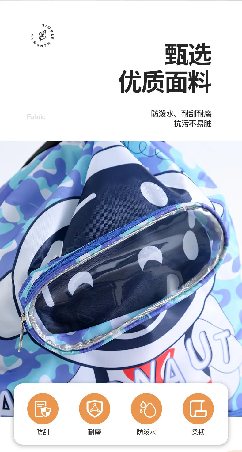 Waterproof Swimming Bag for Kids, Wet Dry Clothes with Shoes Goggles Storage