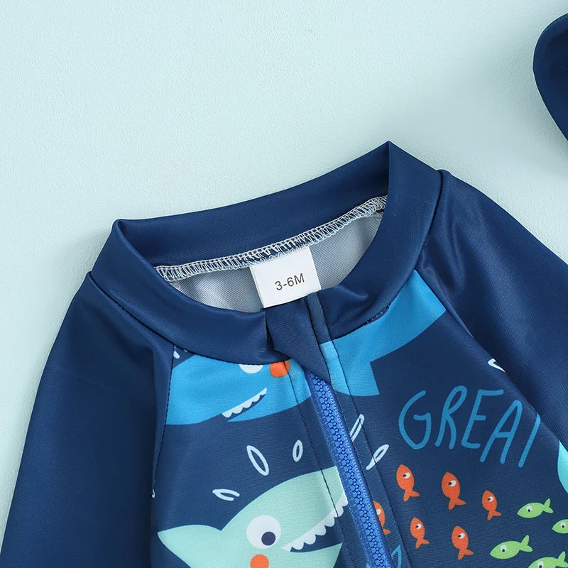 Baby Boys Swimwear Fish Print Long Sleeve set