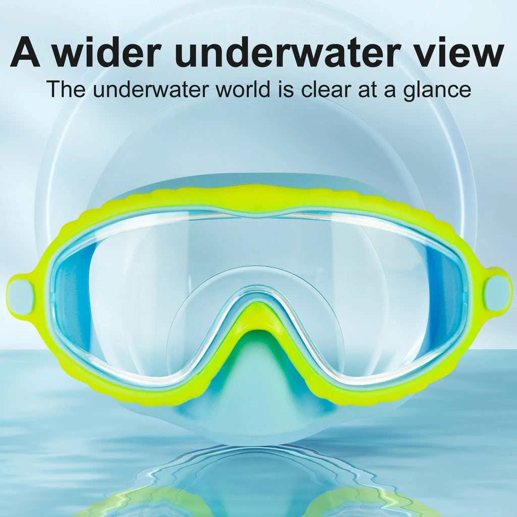 Swim Goggles with Nose Cover Wide Field Of View Diving Mask Anti-Fog Anti-Leak ,Toddler Swimming Goggles For Kids Ages 3-15