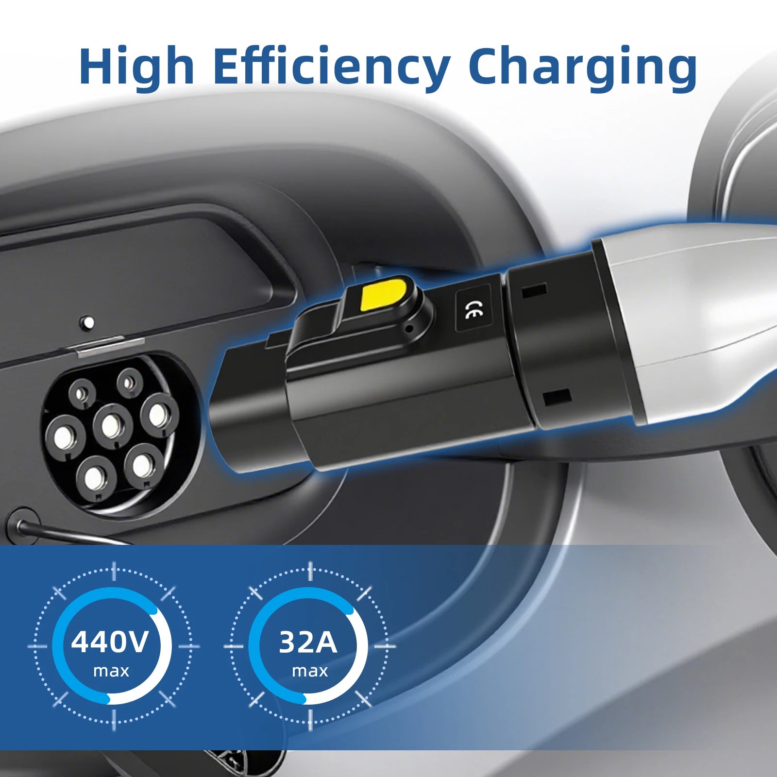 EVqiaoyi Type2 to GB/T EV Adapter 32A 22kW IEC62196 Pile to GB/T Port Converter with Temperature Control for Fast Safe Charging