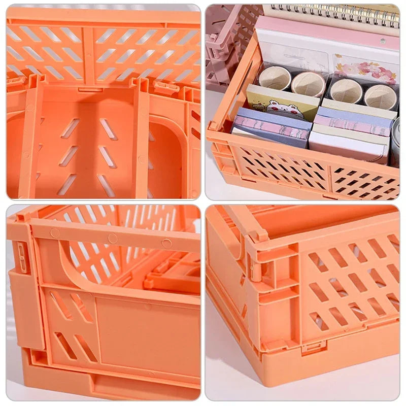 Foldable Desktop Storage Basket – Multi-Color Organizer Box