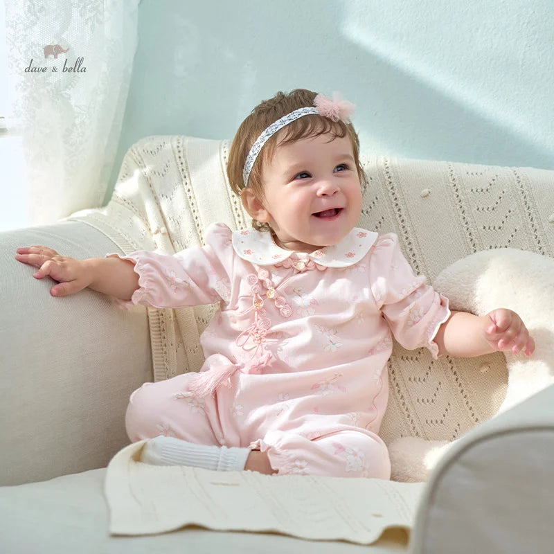 Dave Bella Brand Floral Baby Romper – Soft Cotton Autumn Jumpsuit