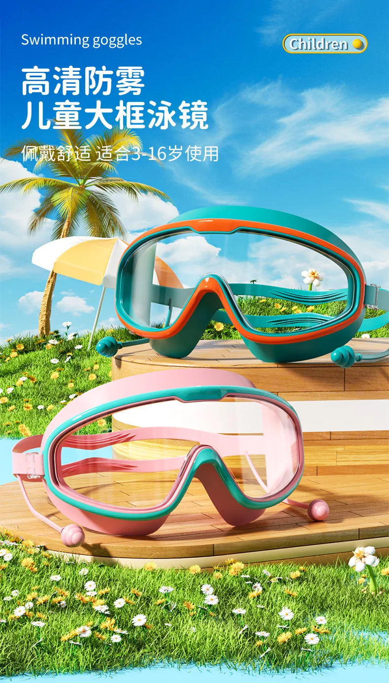 Goggles Large Frame Waterproof and Anti Fog Swimming