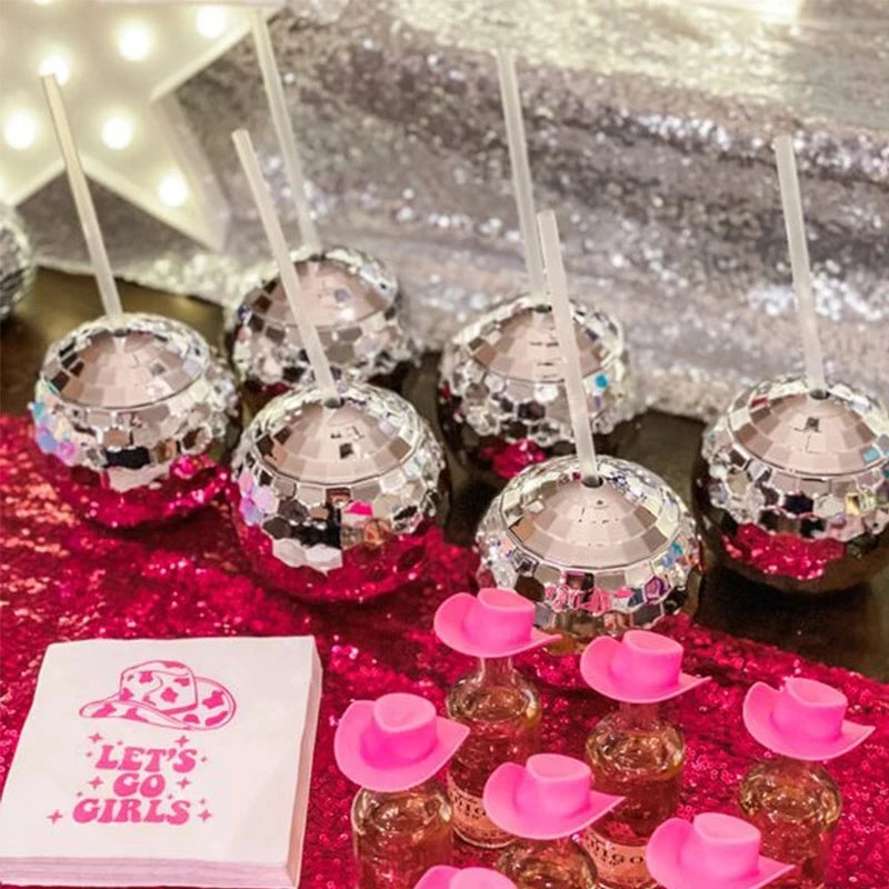5Pcs Disco Ball Cup with Straw
