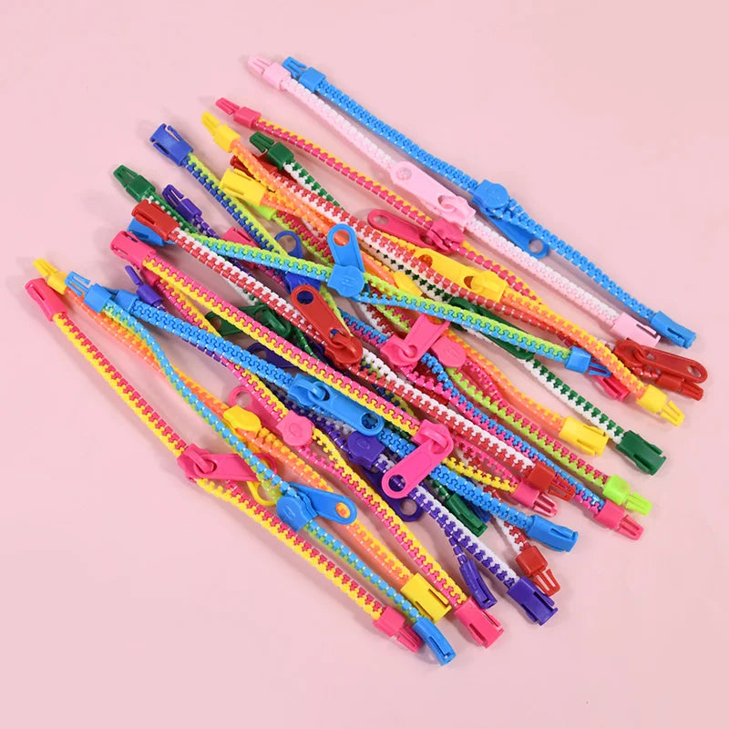 12/24pcs zipper bracelets – fun anti-stress fidget toys for kids party favors