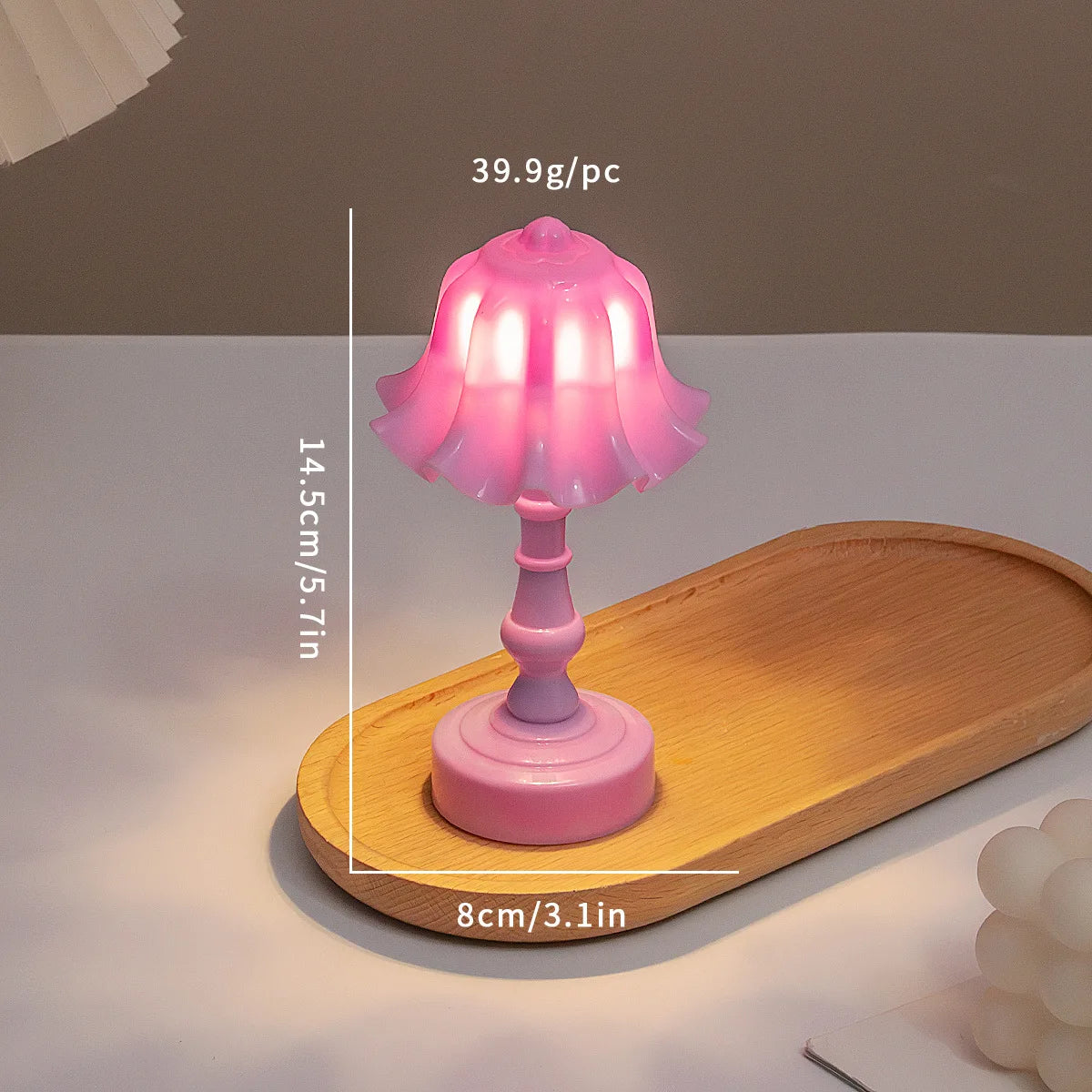 Miniature Flower Bud Table Lamp Night Light Furniture Home Model Decor Toy Doll, House Accessories Table