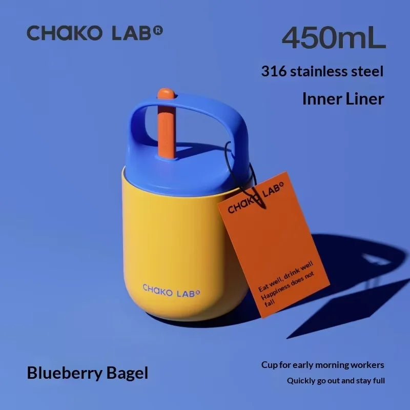 Chakolab 450ML Breakfast Cup With Lid Silicone Spoon 316 Stainless Steel Thermos Kettle