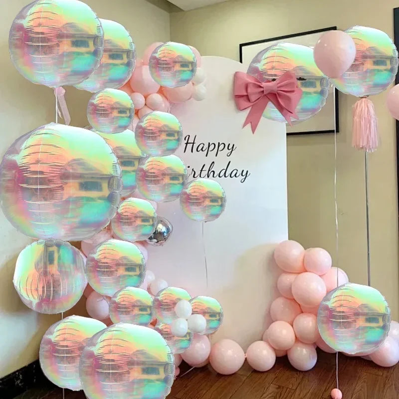 24/32/50Inch Rainbow Mirror Balloon Round Aluminum Foil Balloons Inflatable