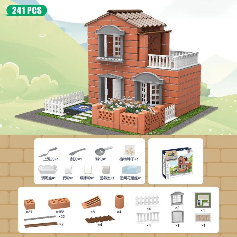 Brick Dollhouse Casa Miniature With LED Kit Mini Villa Building Model Doll Houses Assemble Toy for Children Gifts