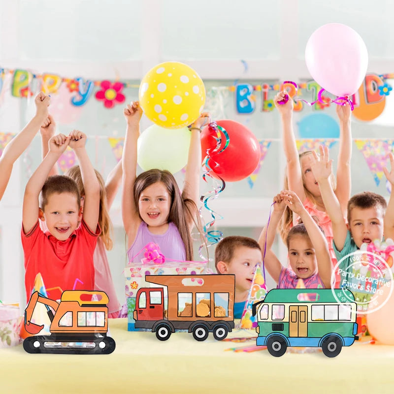 10pcs construction truck candy bags – fun snack bags for kids’ birthday party favors.