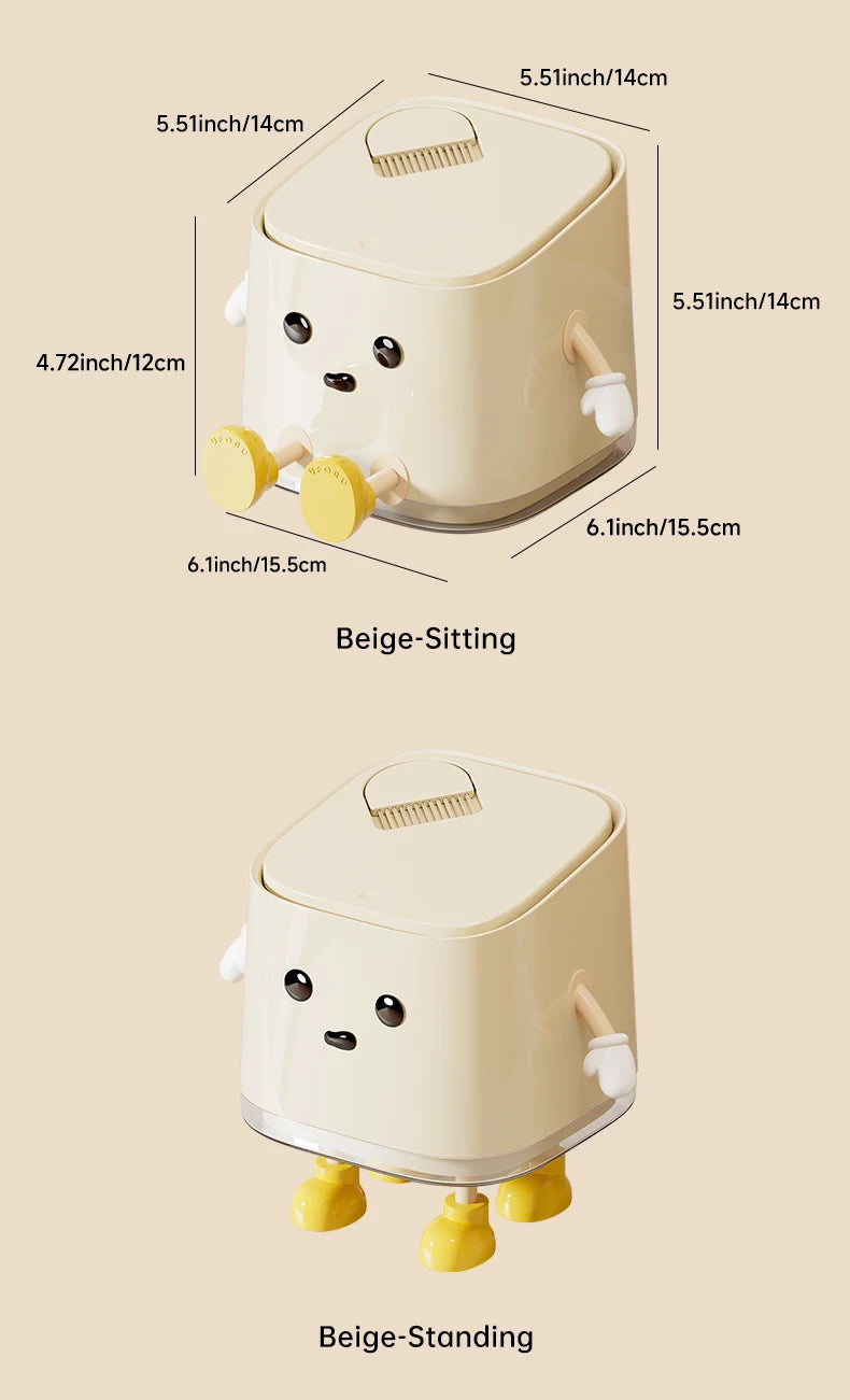 Modern Desktop Garbage Bin – Easy Press Lid Design