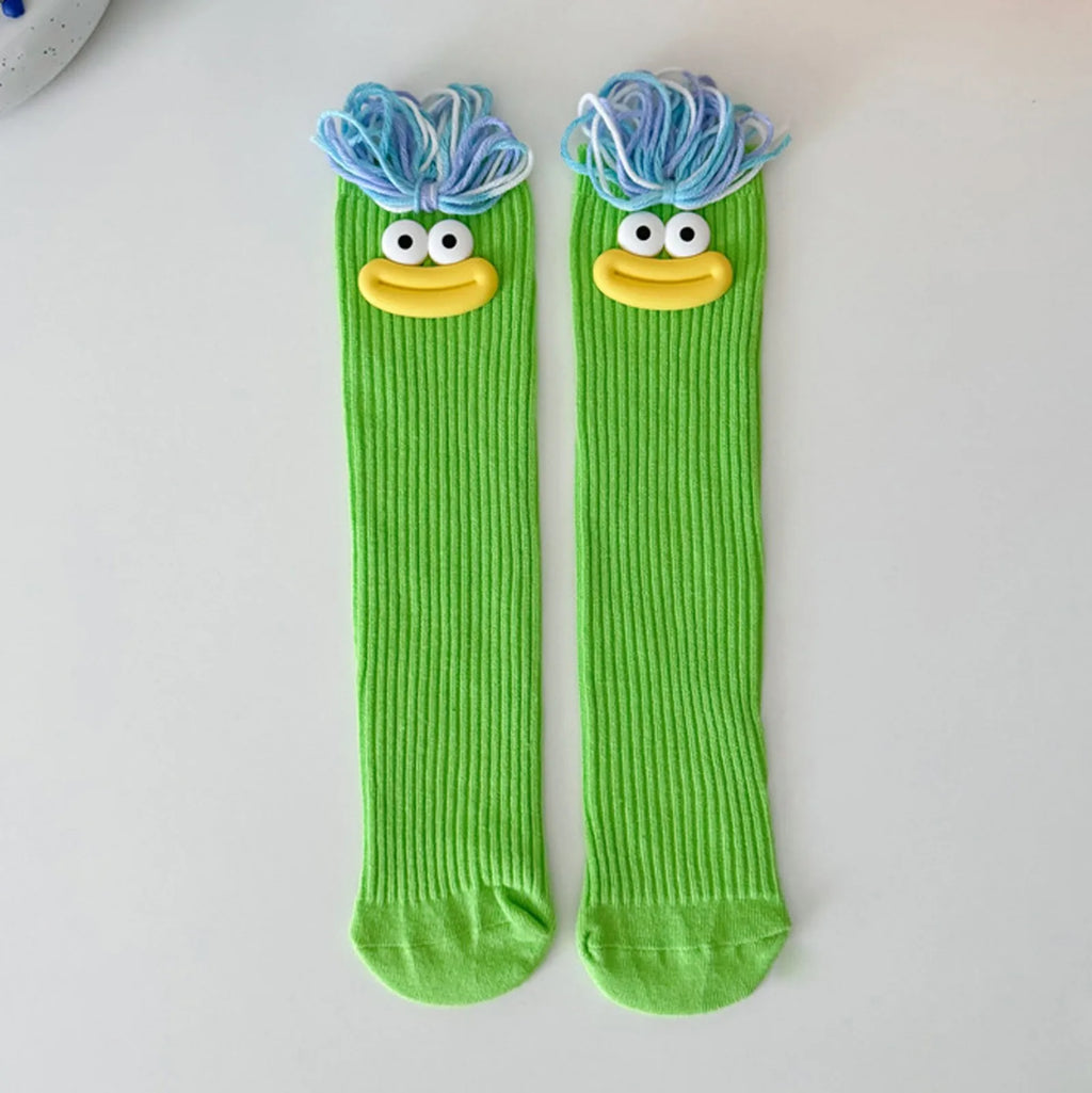 Sweet Girl Mid Length Kawaii Cartoon Colorful Big Mouth Braids Funny Long Socks Princess Baby Kids Cute Over Knee High Stockings