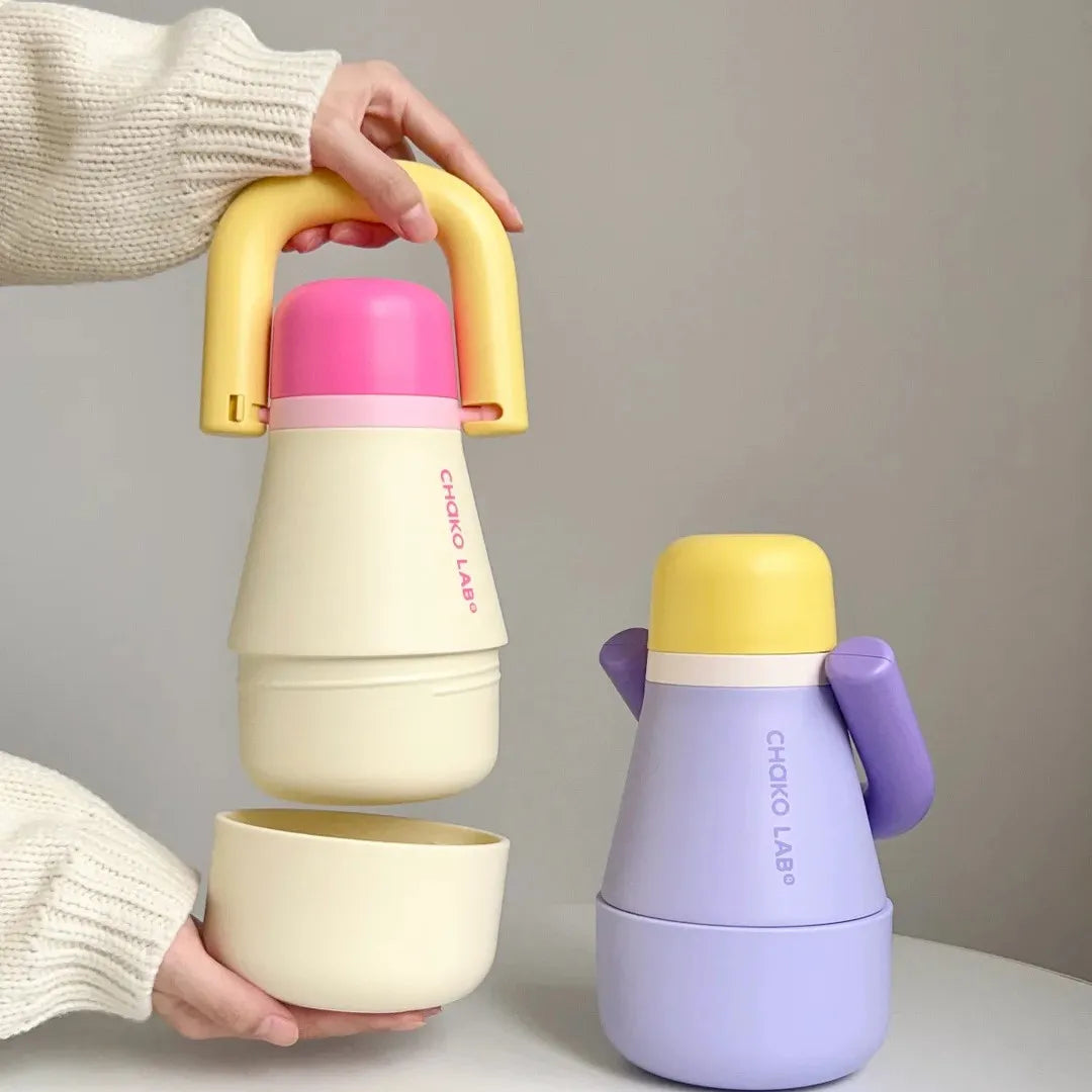 Chakolab 840ML Large Capacity Tata Kettle 316 Stainless Steel Anti Scalding Falling Coffee Cup Portable Straw Thermos Water