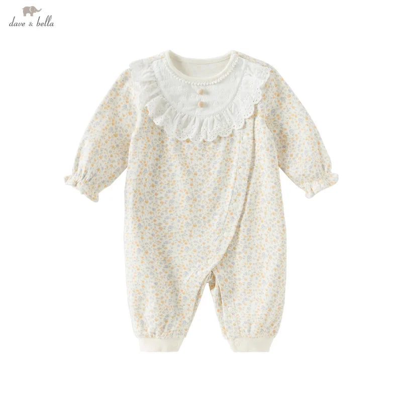 Dave Bella Spring Floral Cotton Romper for Baby Girls