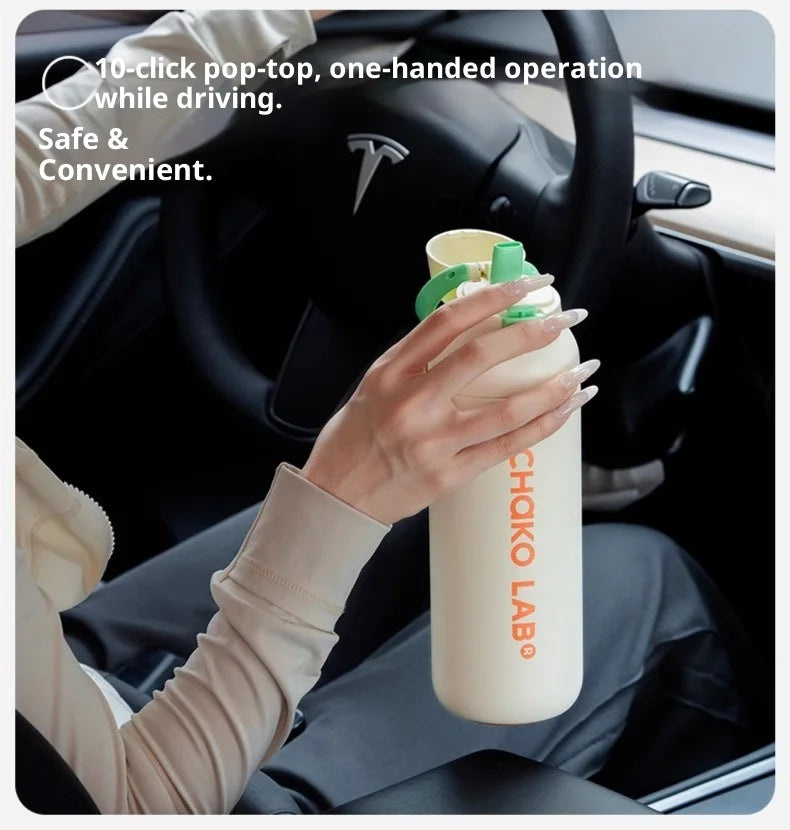 Chakolab 550/700ML Large Capacity Sports Water Cup Portable Insulated Straw Cup Stainless Steel Coffee Water Glass