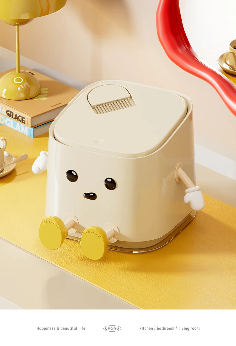 Modern Desktop Garbage Bin – Easy Press Lid Design