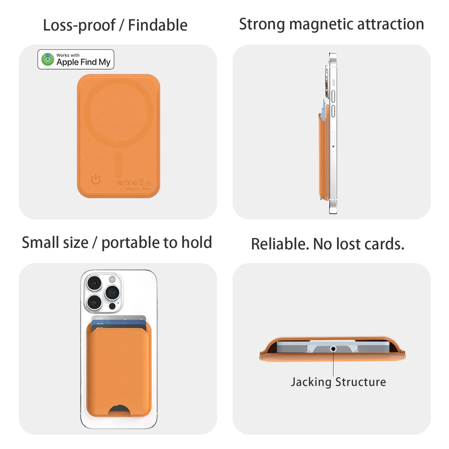 Trackable Magnetic Card Holder Leather Tracker Smart MagSafe Wallet Work with Find My Built in For iPhone 16/15/14 Series