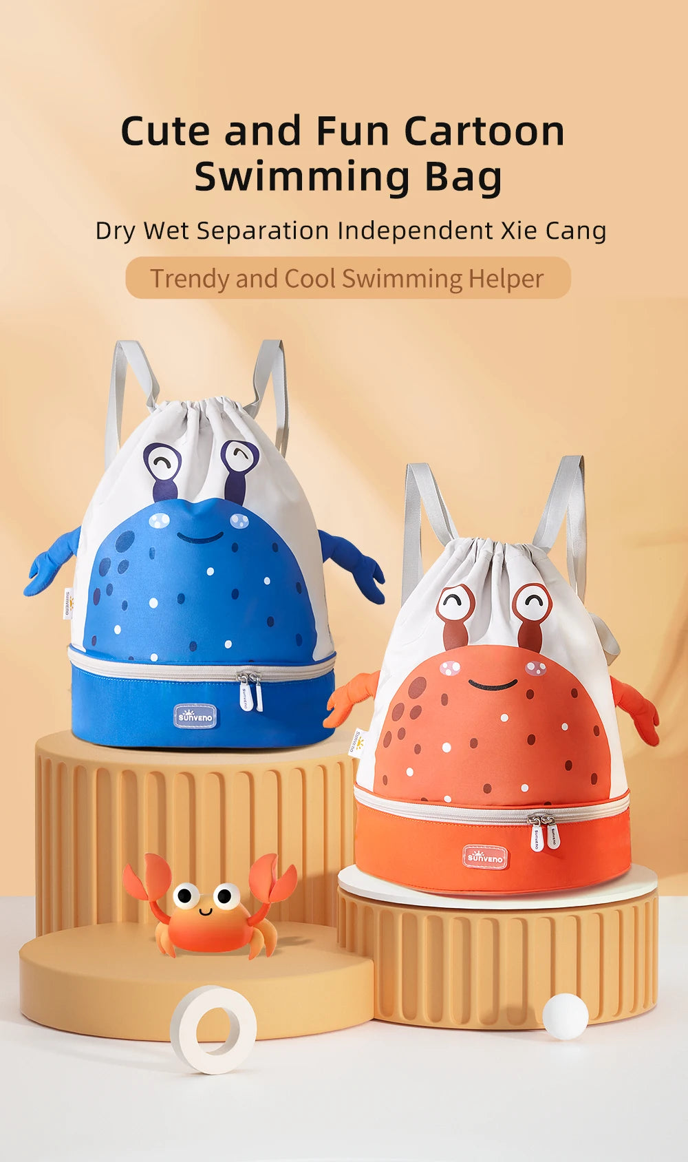 Swim Backpack  Wet and Dry Separation Drawstring Swim Bag Waterproof