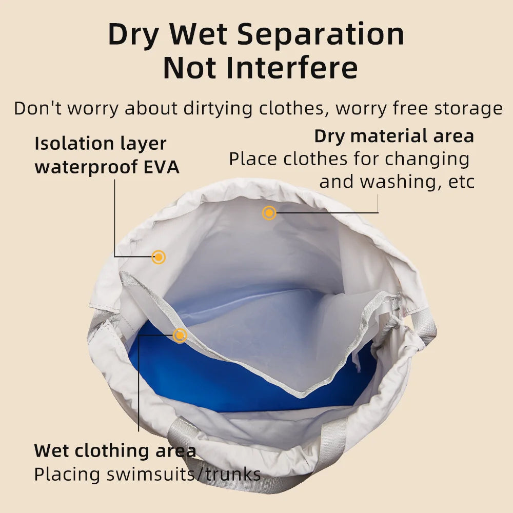 Swim Backpack  Wet and Dry Separation Drawstring Swim Bag Waterproof