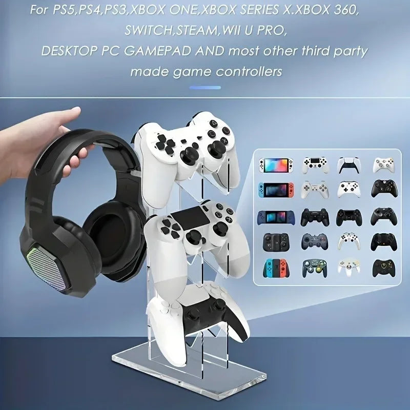 Universal Three-layer Headset Stand Game Console Stand Desktop Storage for All Headphones Handle