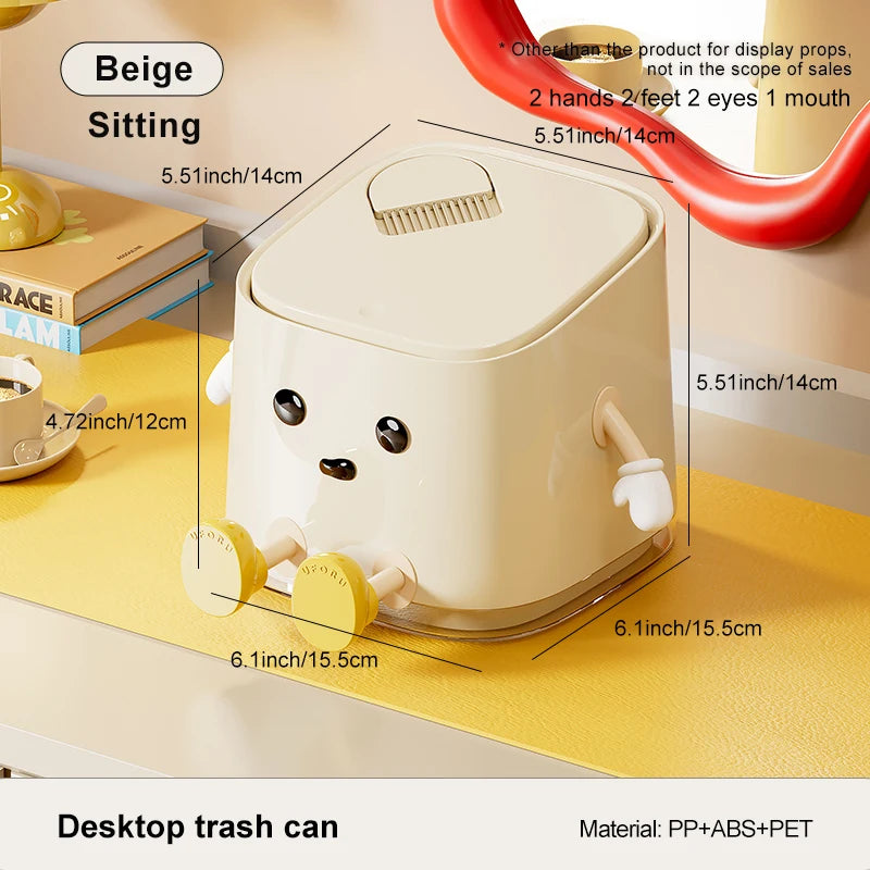 Modern Desktop Garbage Bin – Easy Press Lid Design