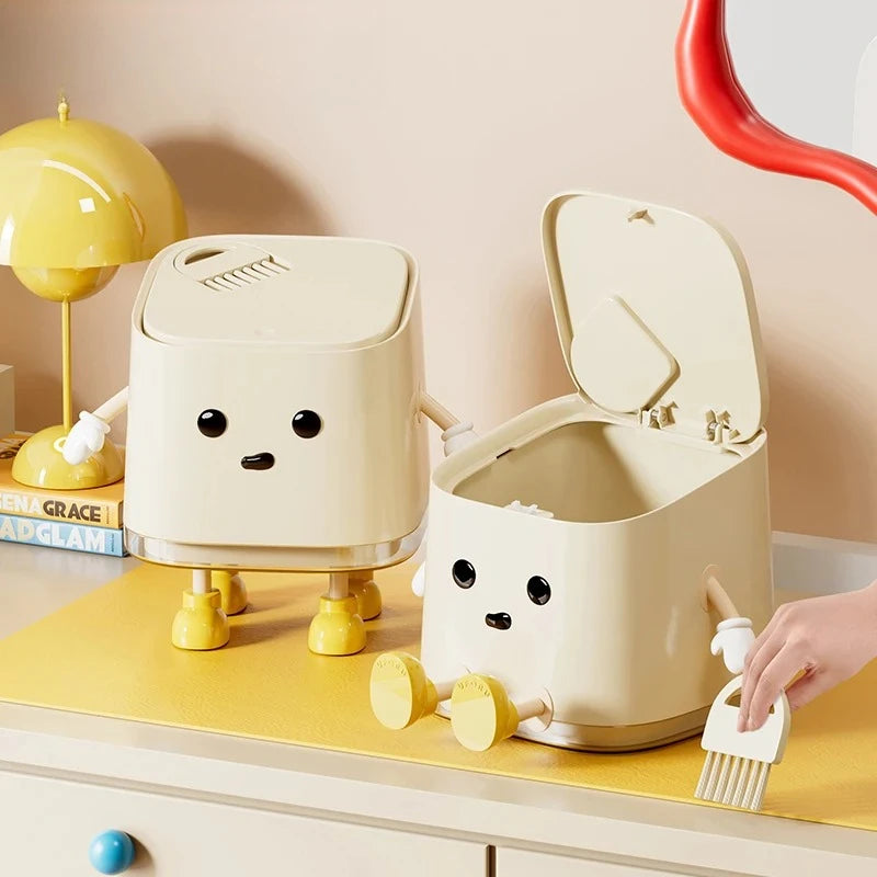 Modern Desktop Garbage Bin – Easy Press Lid Design