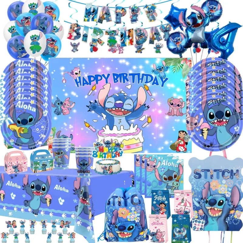 Lilo&Stitch Party Supplies Cup, Plates, Tablecloth, Balloons, Cake Toppers, Gift Box Birthday Party Decoration