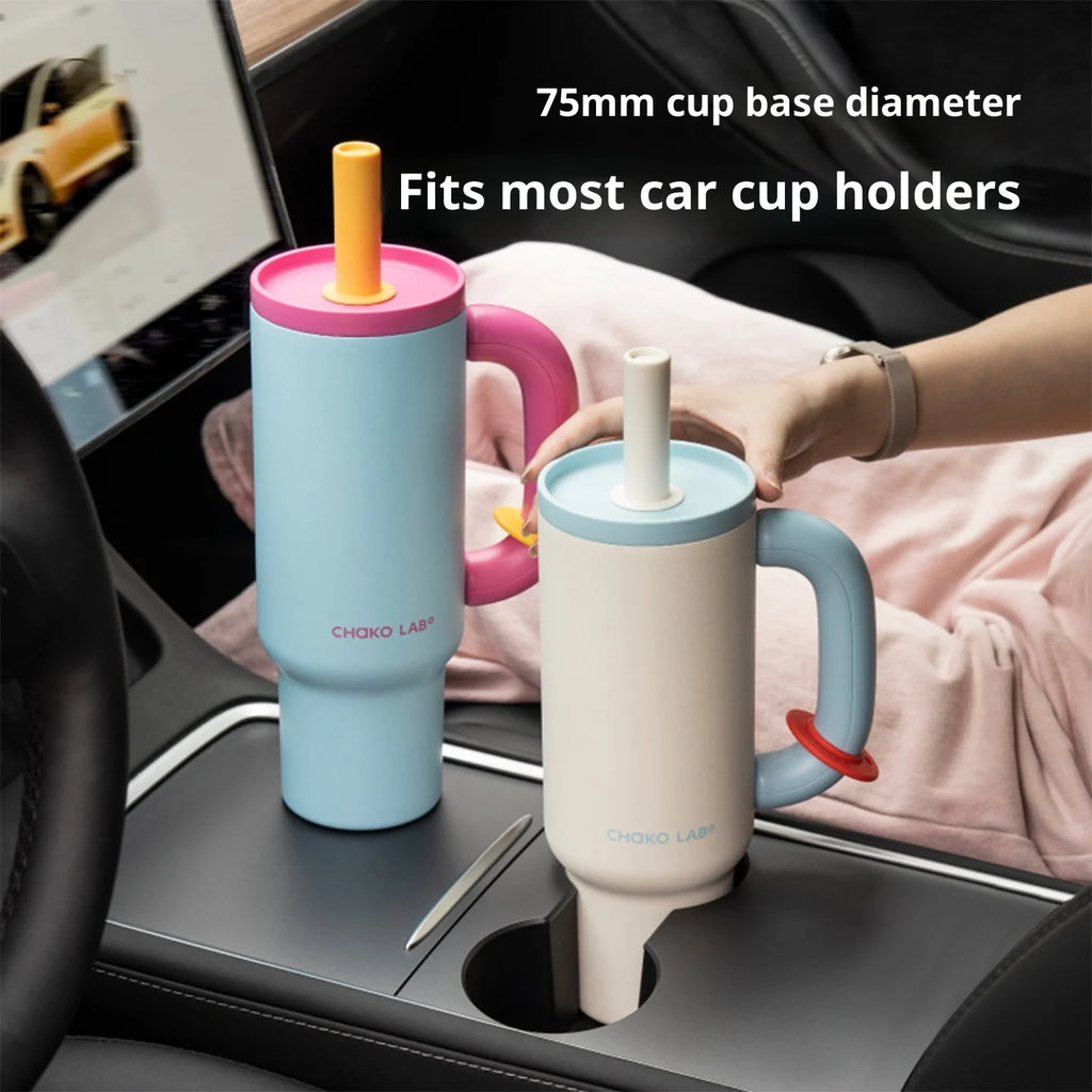 Chakolab 1050ML Large Capacity Straw Thermos Cup 316 Stainless Steel Camping Coffee Cups Portable Outdoor Water Glasses