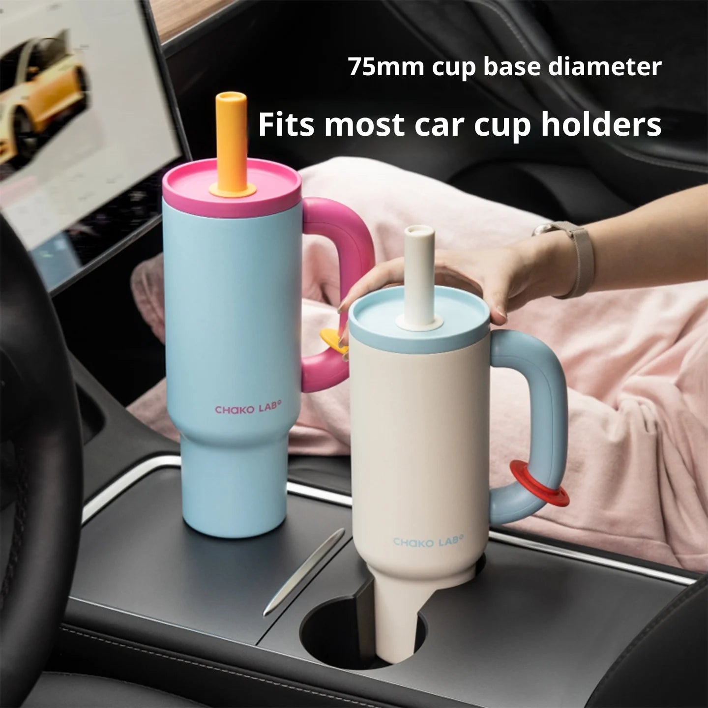 Chakolab 1050ML Large Capacity Straw Thermos Cup 316 Stainless Steel Camping Coffee Cups Portable Outdoor Water Glasses