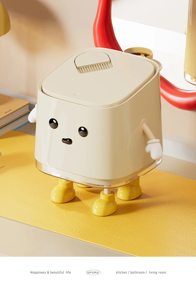 Modern Desktop Garbage Bin – Easy Press Lid Design