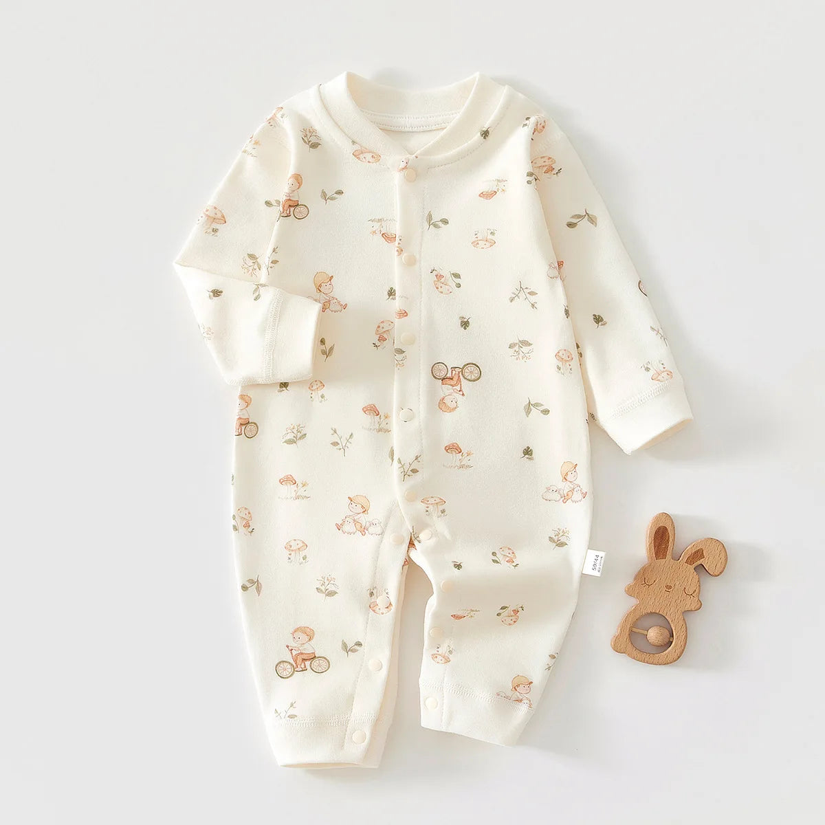 Baby Cotton Long Sleeve Onesie (0–18M)