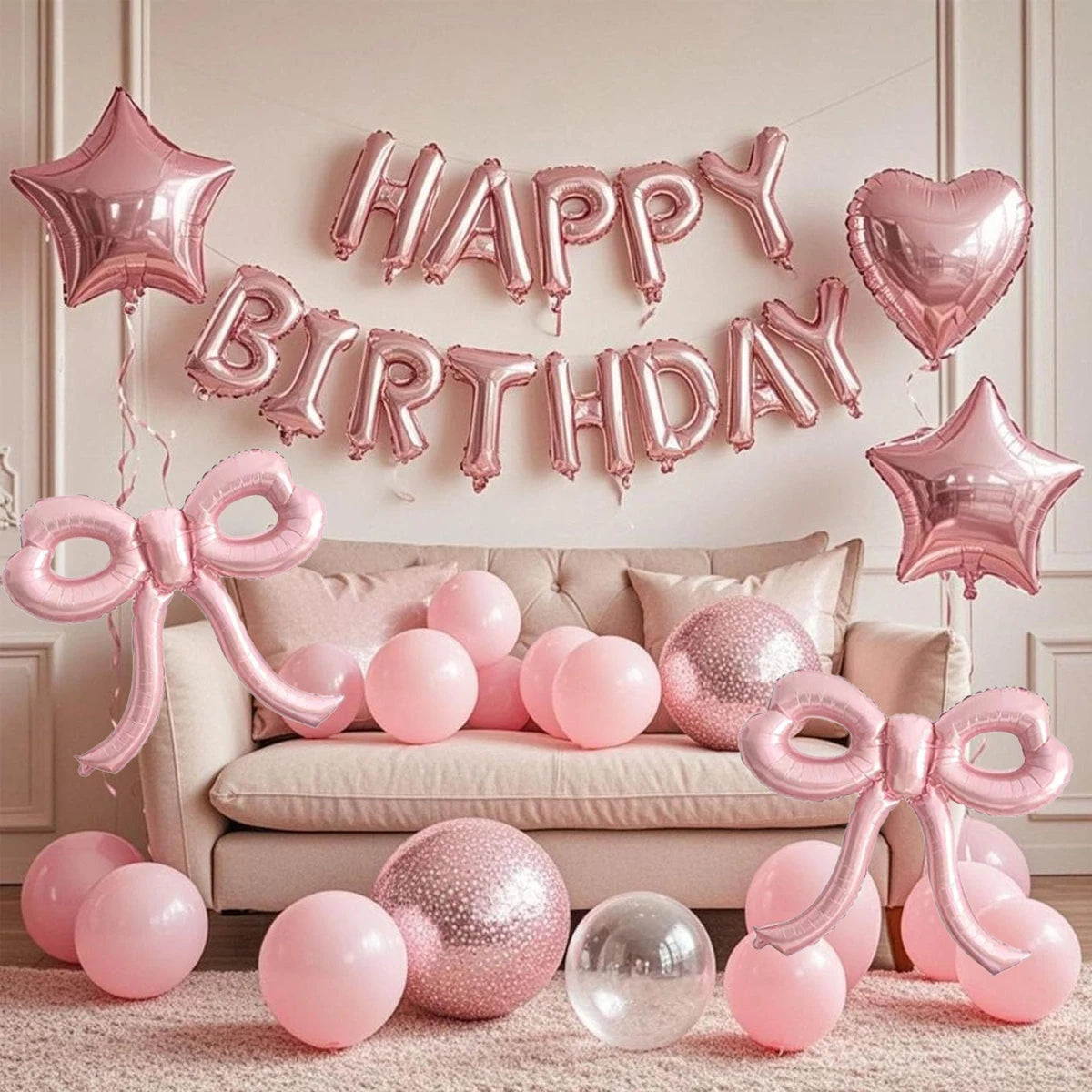 Pink balloon set birthday