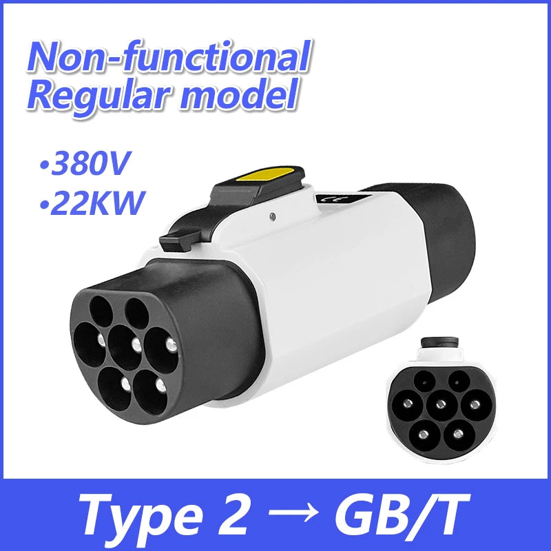 EVqiaoyi Type2 to GB/T EV Adapter 32A 22kW IEC62196 Pile to GB/T Port Converter with Temperature Control for Fast Safe Charging