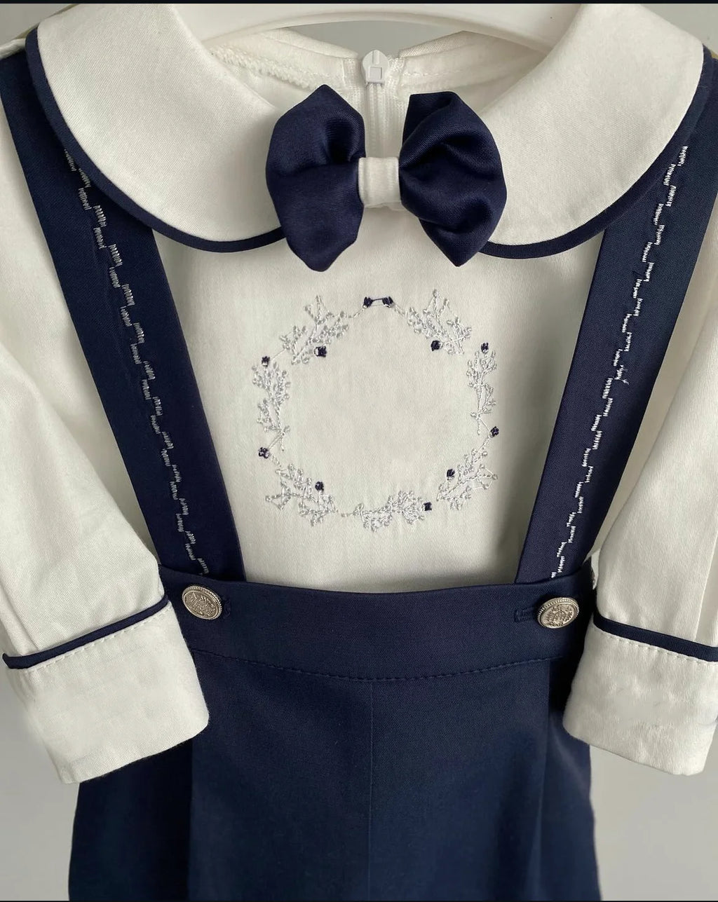 Baby Boy Navy Velvet Vintage Set – Eid & Party Suit