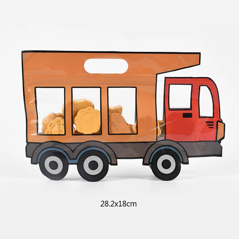 10pcs construction truck candy bags – fun snack bags for kids’ birthday party favors.