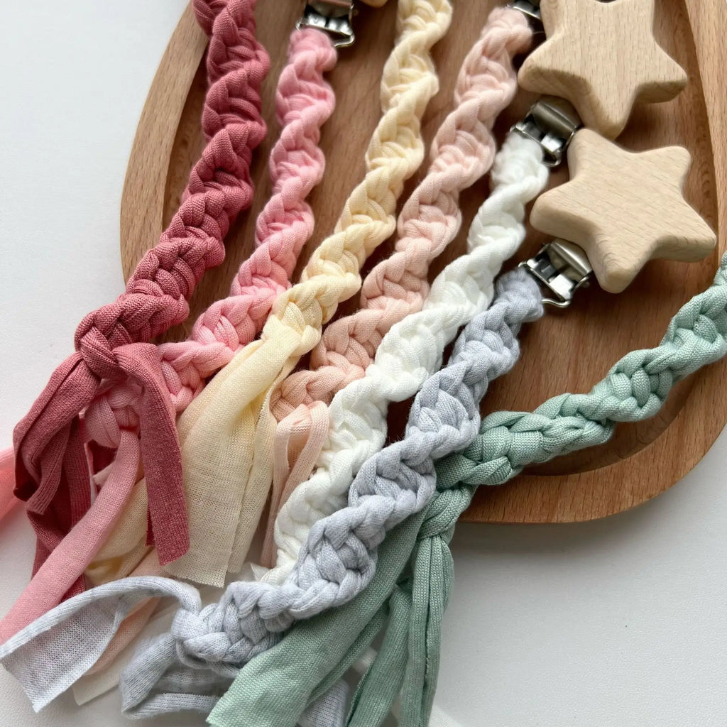 Woven Pacifier Clip with Star Charm