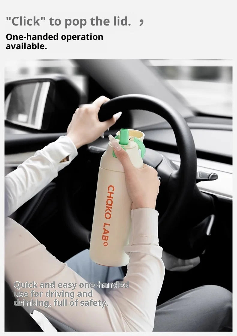 Chakolab 550/700ML Large Capacity Sports Water Cup Portable Insulated Straw Cup Stainless Steel Coffee Water Glass