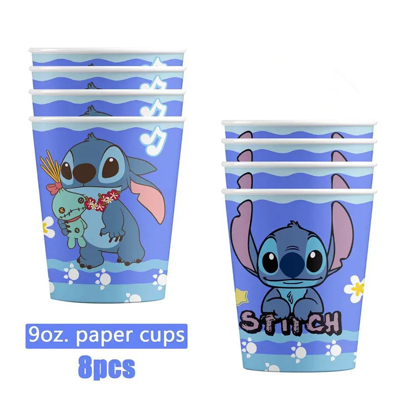 Lilo&Stitch Party Supplies Cup, Plates, Tablecloth, Balloons, Cake Toppers, Gift Box Birthday Party Decoration