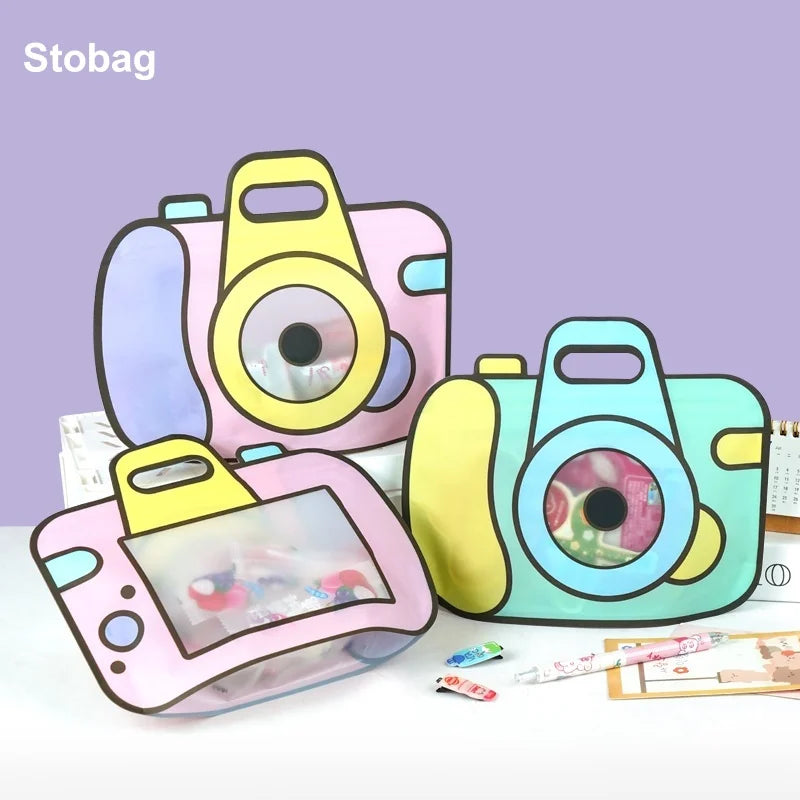 20pcs cartoon camera candy bags with window – cute snack pouches for kids’ party treats.